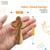 10pc Certified Holy Land Olive Wood Comfort Cross Set, 3.75, Bulk Velvet Pouch, Lords Prayer Bookmark, Meditation Booklet, Authenticity Certificate Included - Christian Gift  Holy Land Gifts Pack view 2