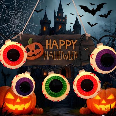 Halloween Eyeball String Lights, 8.5Ft Halloween Decorative String Lights with 10 Multicolor Eyeball Bulbs, UL Listed Waterproof for Indoor/Outdoor Use, Patio, Garden, Gazebo, Door Decoration, Black