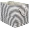 15" Gray and Silver Stripe Storage and Laundry Bin view 1