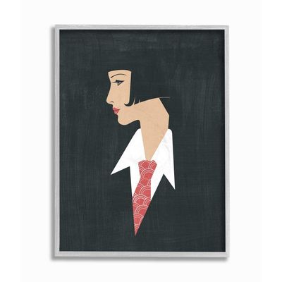Stupell Industries Retro Pop Female Portrait Fashion Tie Detail