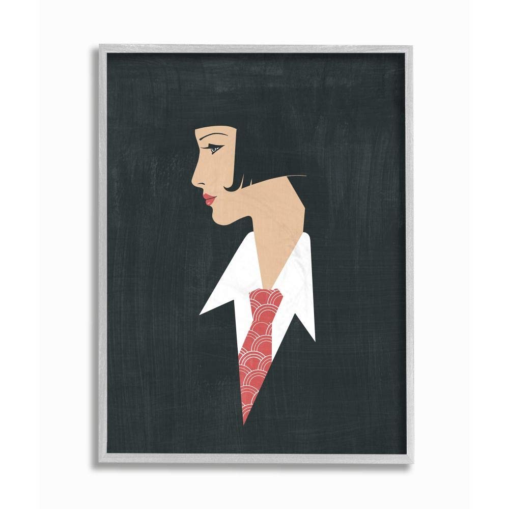 Stupell Industries Retro Pop Female Portrait Fashion Tie Detail
