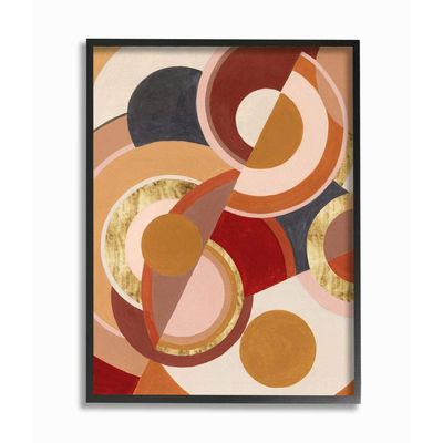 Stupell Industries Abstract Organic Red Brown Circles Asymmetric Design, Designed by Grace Popp Wall Art, 11 x 14, Black Framed