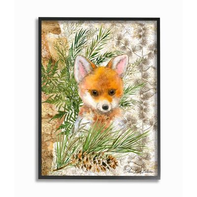 Stupell Industries Nursery Red Fox Forest Animal Children's Illustration, Designed by Sherri Buck Baldwin Wall Art, 16 x 20, Black Framed
