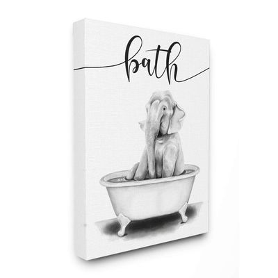 Stupell Industries Elephant Animal Bath Tub Sketch Cleanliness, Designed by Rachel Nieman Wall Art, 24 x 30, Canvas