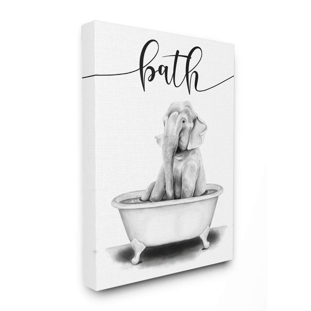 Stupell Industries Elephant Animal Bath Tub Sketch Cleanliness, Designed by Rachel Nieman Wall Art, 24 x 30, Canvas