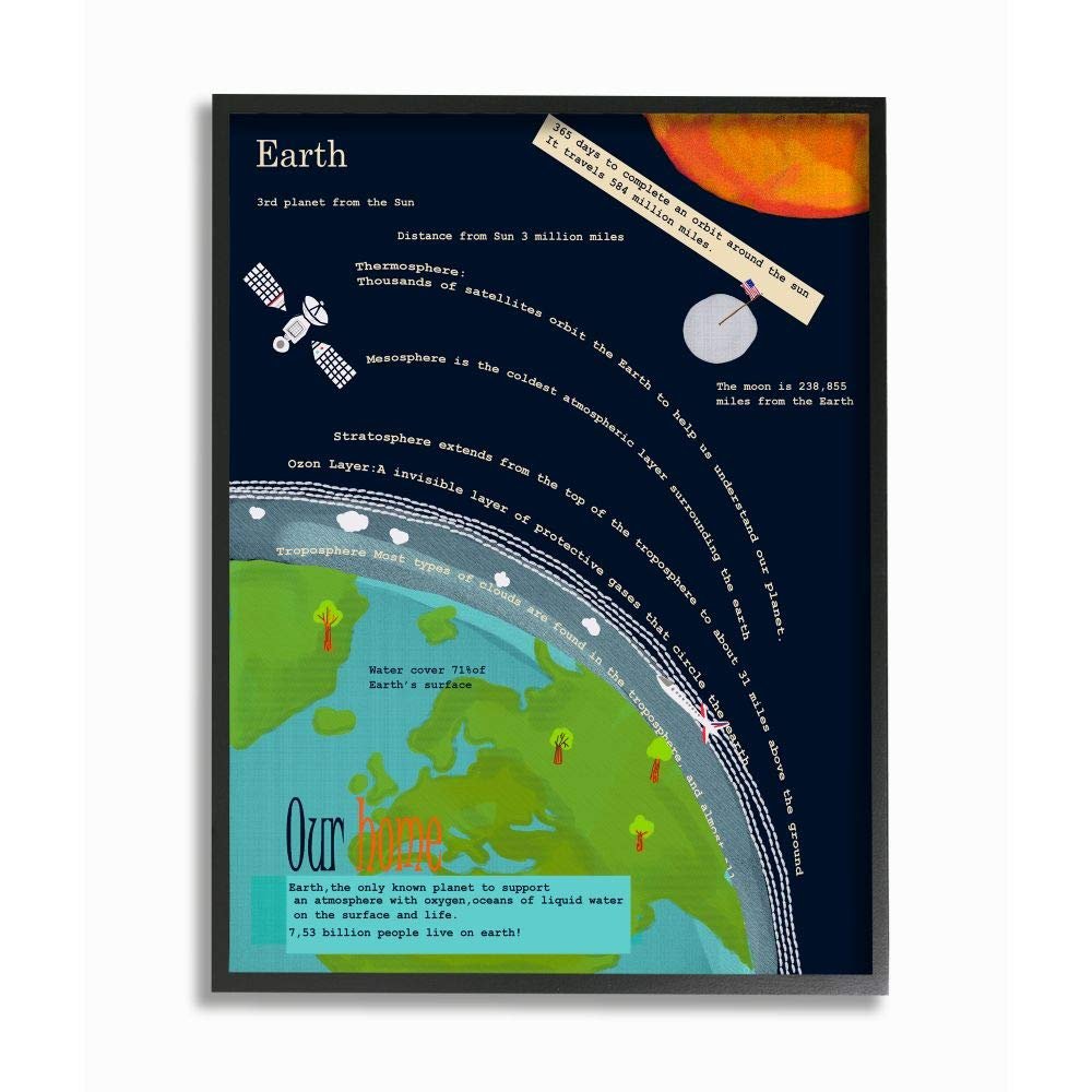 Stupell Industries Kids' Planet Earth Facts Outer Space View