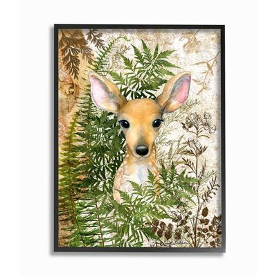 Stupell Industries Rustic Baby Fawn Children's Forest Animal Illustration, Designed by Sherri Buck Baldwin Wall Art, 16 x 20, Black Framed