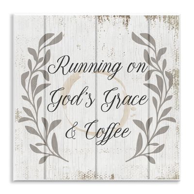Stupell Industries Running On God's Grace and Coffee Spiritual Quote
