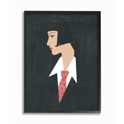 Stupell Industries Retro Pop Female Portrait Fashion Tie Detail