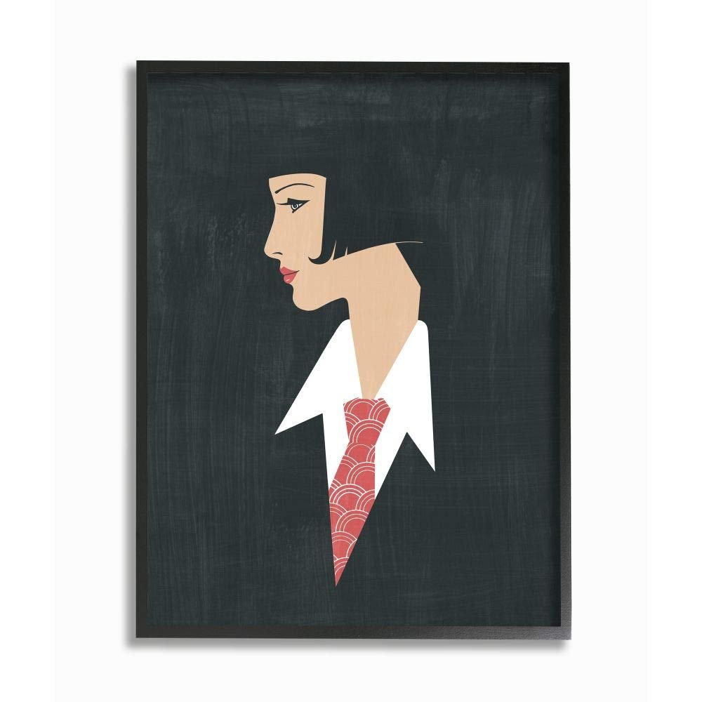 Stupell Industries Retro Pop Female Portrait Fashion Tie Detail