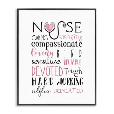 Stupell Industries Nurse Inspirational Description Healthcare Professional Gratitude, Designed by Elizabeth Tyndall Wall Art, 11x14, Black Framed