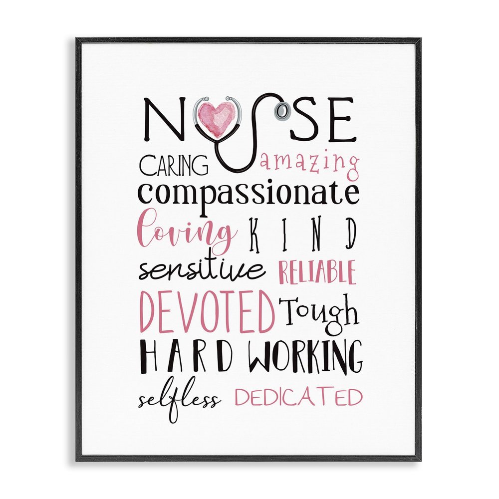 Stupell Industries Nurse Inspirational Description Healthcare Professional Gratitude, Designed by Elizabeth Tyndall Wall Art, 11x14, Black Framed
