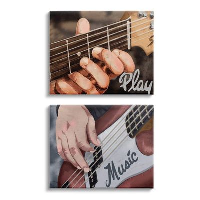 Stupell Industries Play Music Phrase Guitar String Strummer Hands