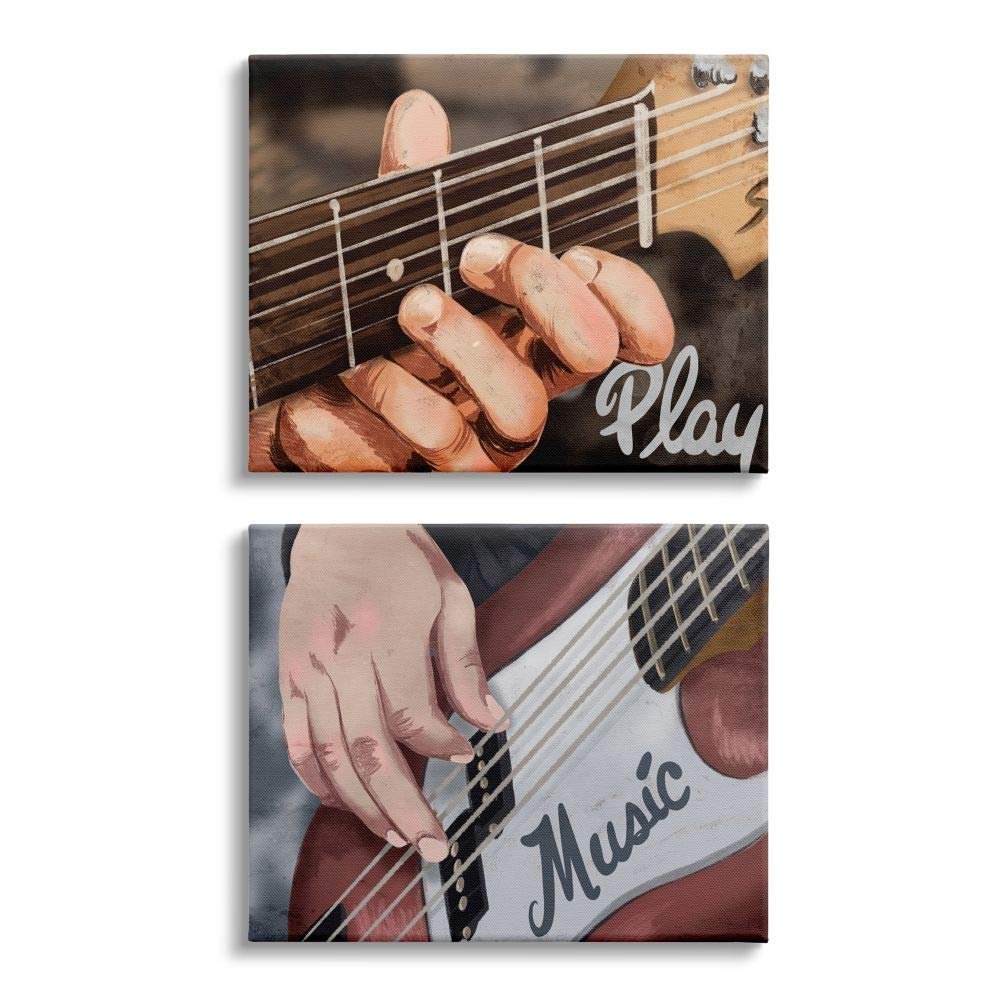Stupell Industries Play Music Phrase Guitar String Strummer Hands