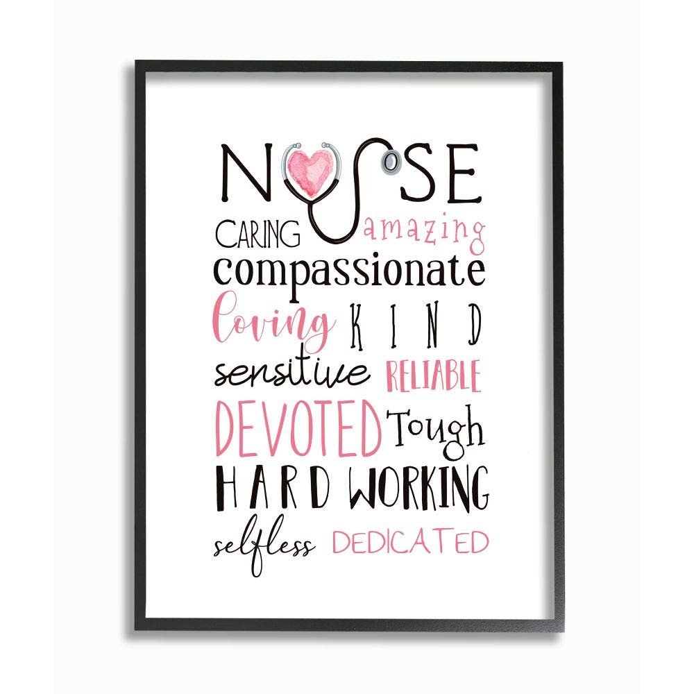 Stupell Industries Nurse Inspirational Description Healthcare Professional Gratitude, Designed by Elizabeth Tyndall Wall Art, 16 x 20, Black Framed