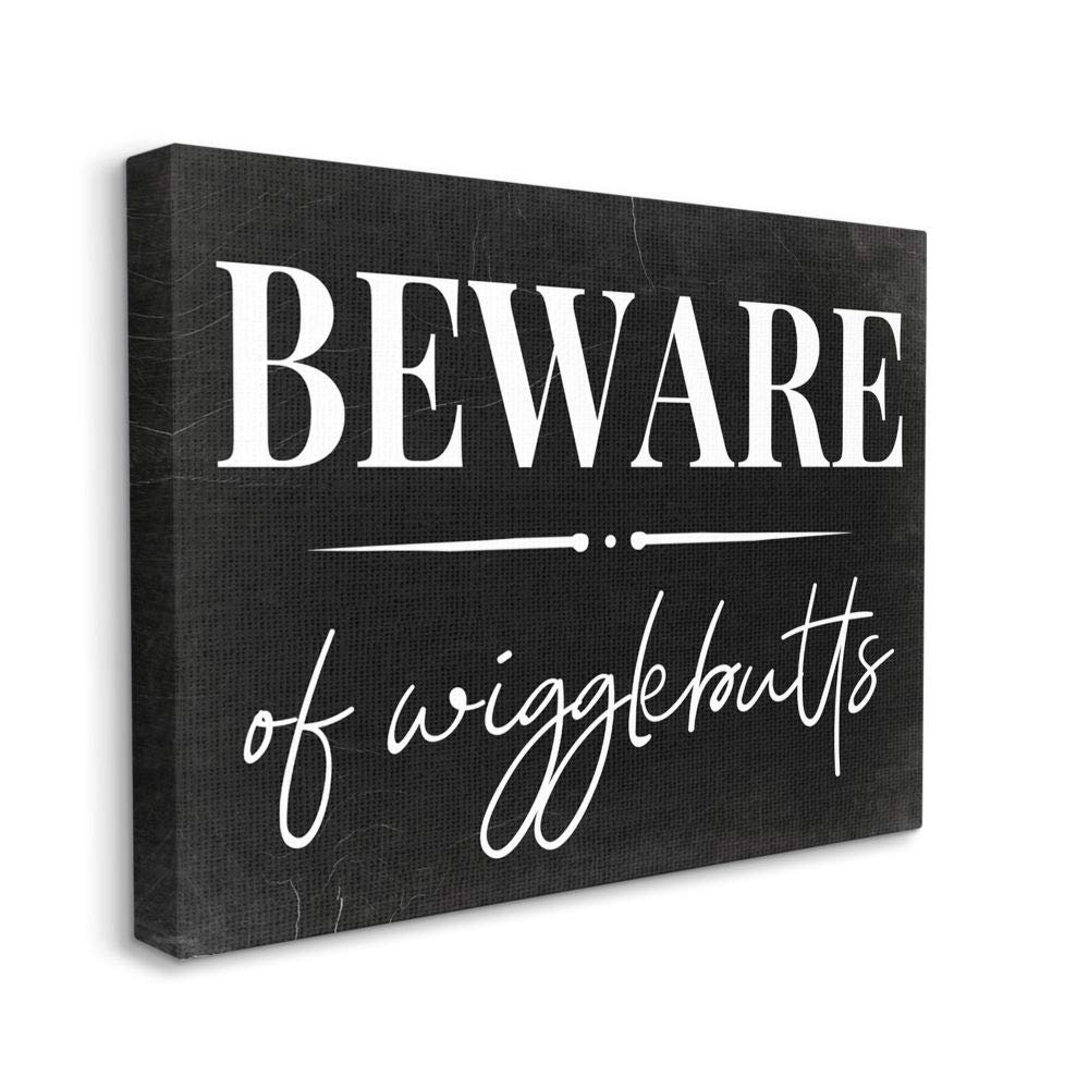 Stupell Industries Beware of Wigglebutts Pet Home Welcome Sign, Designed by Daphne Polselli Wall Art, 16 x 20, Canvas