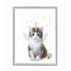 Stupell Industries Unicorn Kitten Fantasy Feline Rainbow Horn Design, Designed by Ziwei Li Wall Art, 16 x 20, Grey Framed view 1