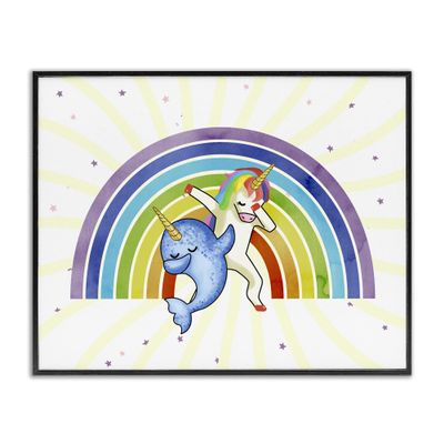 Stupell Industries Unicorn and Narwhal Fantasy Design Dab Dance Rainbow