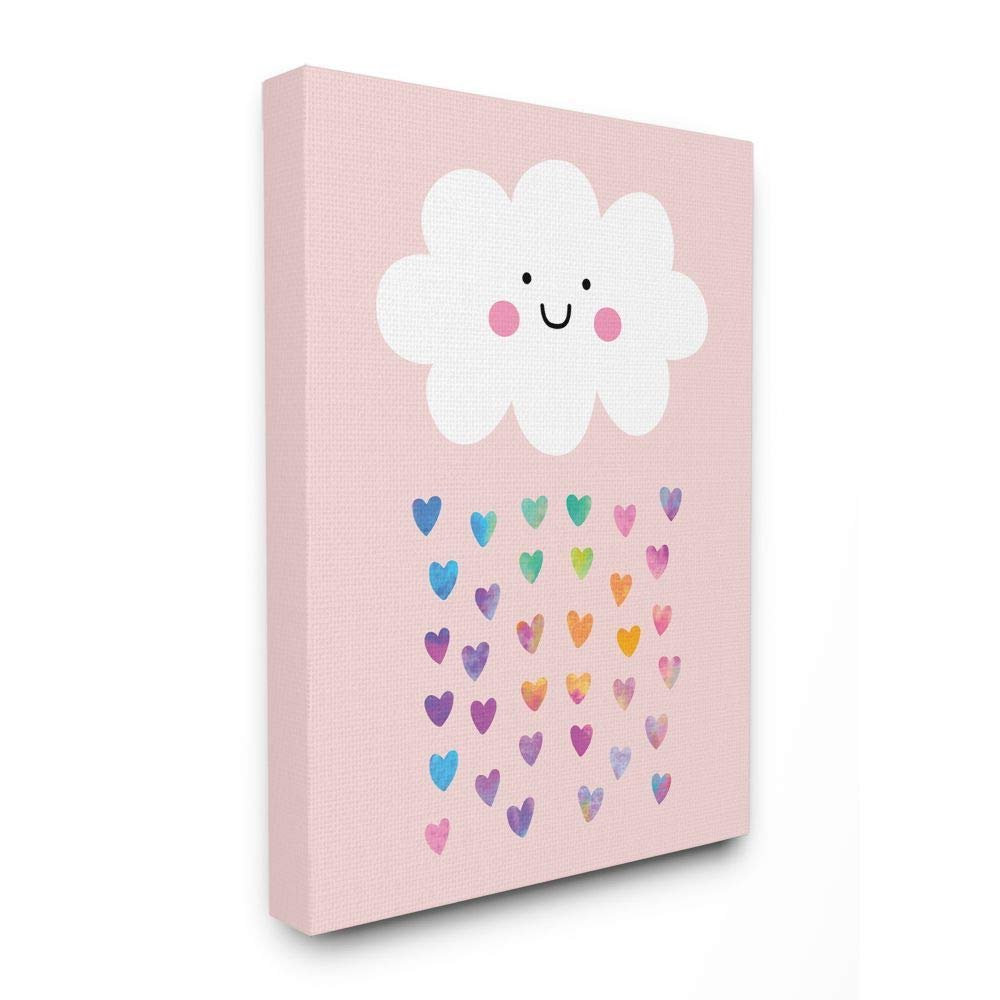 Stupell Industries Raining Rainbow Hearts with Happy Cloud, Designed by Seven Trees Design Wall Art, 30 x 40, Canvas
