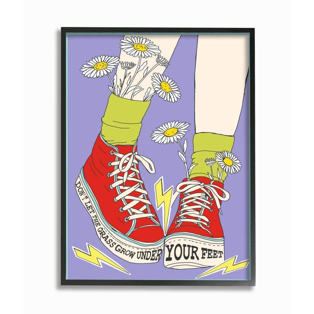 Stupell Industries Dont Let Grass Grow Under Your Feet Shoes Fashion Quote