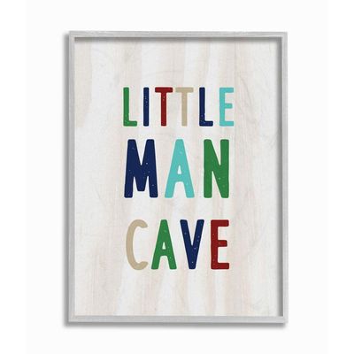 Stupell Industries Little Man Cave Multi-Color Text Wood Grain Pattern
