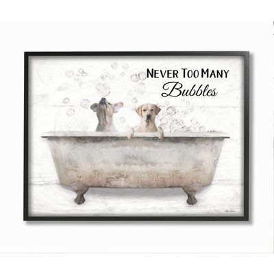 Stupell Industries Never Too Many Bubbles Quote Family Pet Dog Bath, Designed by Lori Deiter Wall Art, 24 x 30, Black Framed