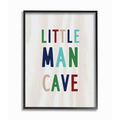 Stupell Industries Little Man Cave Multi-Color Text Wood Grain Pattern