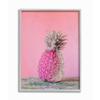 Stupell Industries Pink Glam Glitter Pineapple on Greenery Cloth, Designed by Ziwei Li Wall Art, 16 x 20, Grey Framed view 1