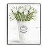 Stupell Industries White Tulip Bouquet in Parisian Vase Floral Arrangement Framed Giclee Art Design by Cindy Jacobs view 1
