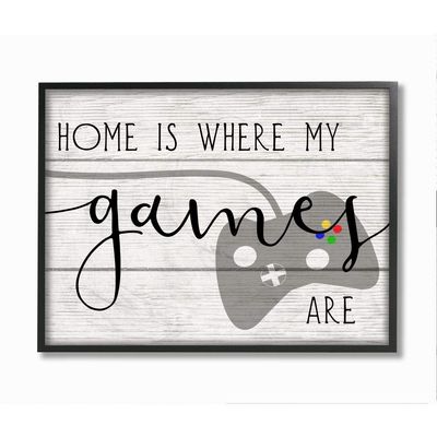 Stupell Industries Home is Where My Games are Quote Rustic Play Design