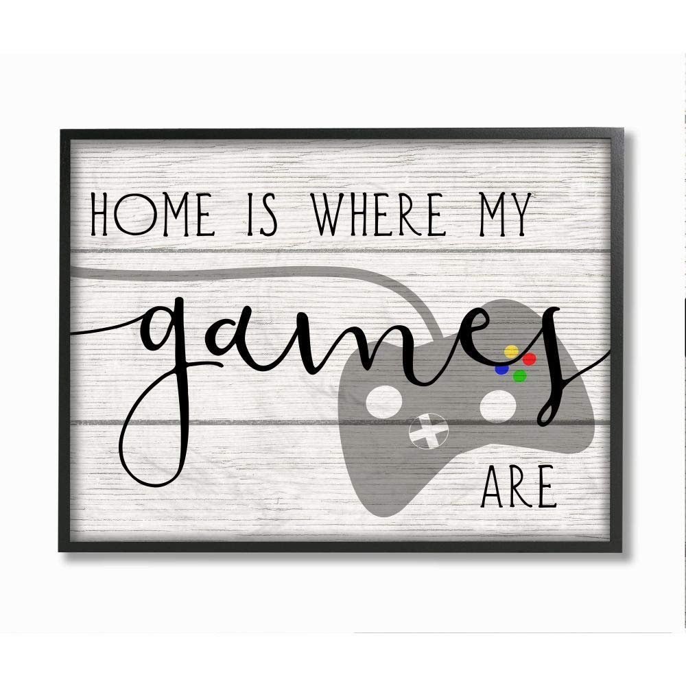 Stupell Industries Home is Where My Games are Quote Rustic Play Design