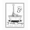 Stupell Industries Country Fresh Soap and Water Sign Giraffe Bath Sketch, Designed by Rachel Nieman Wall Art, 16 x 20, Grey Framed view 1