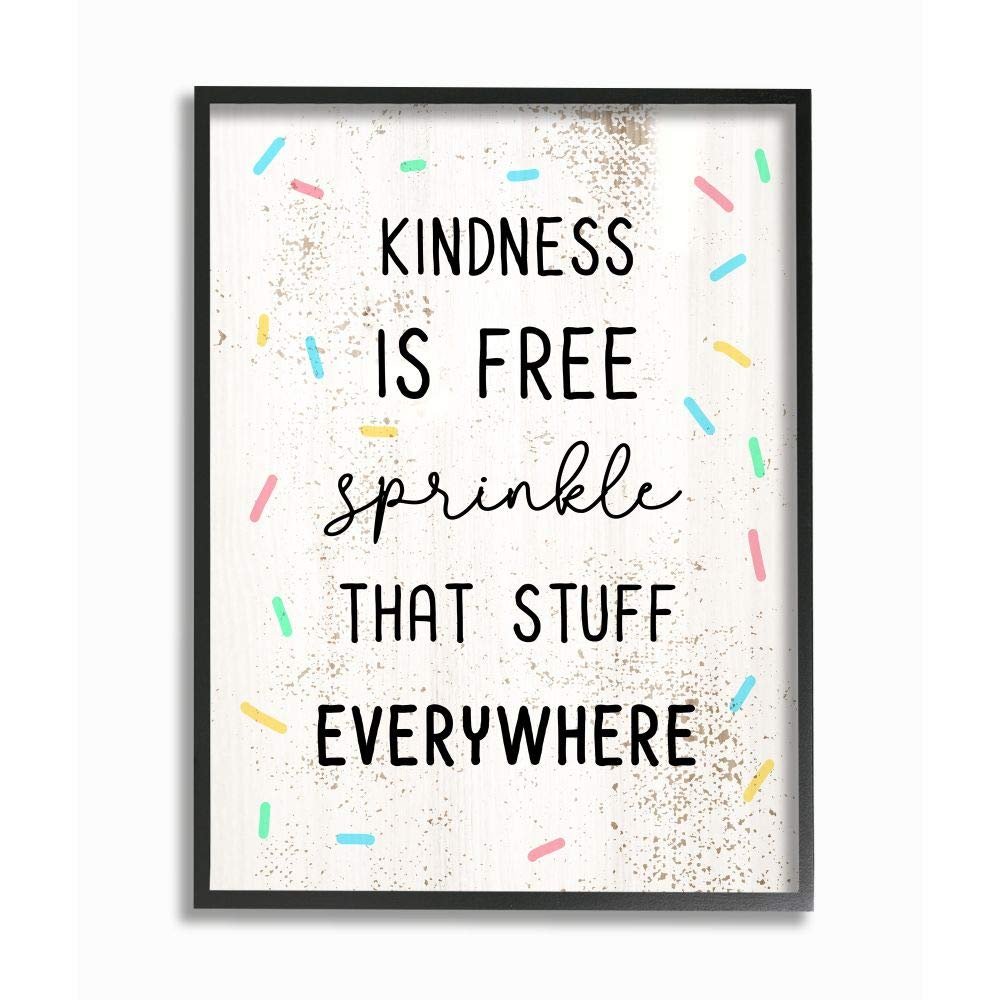 Stupell Industries Sprinkle Kindness Everywhere Fun Motivational Reference, Designed by Daphne Polselli Wall Art, 16 x 20, Black Framed
