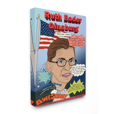 Stupell Industries Female Leaders Ruth Bade Ginsburg Facts Magazine Cover, Designed by Sangita Bachelet Wall Art, 24 x 30, Canvas