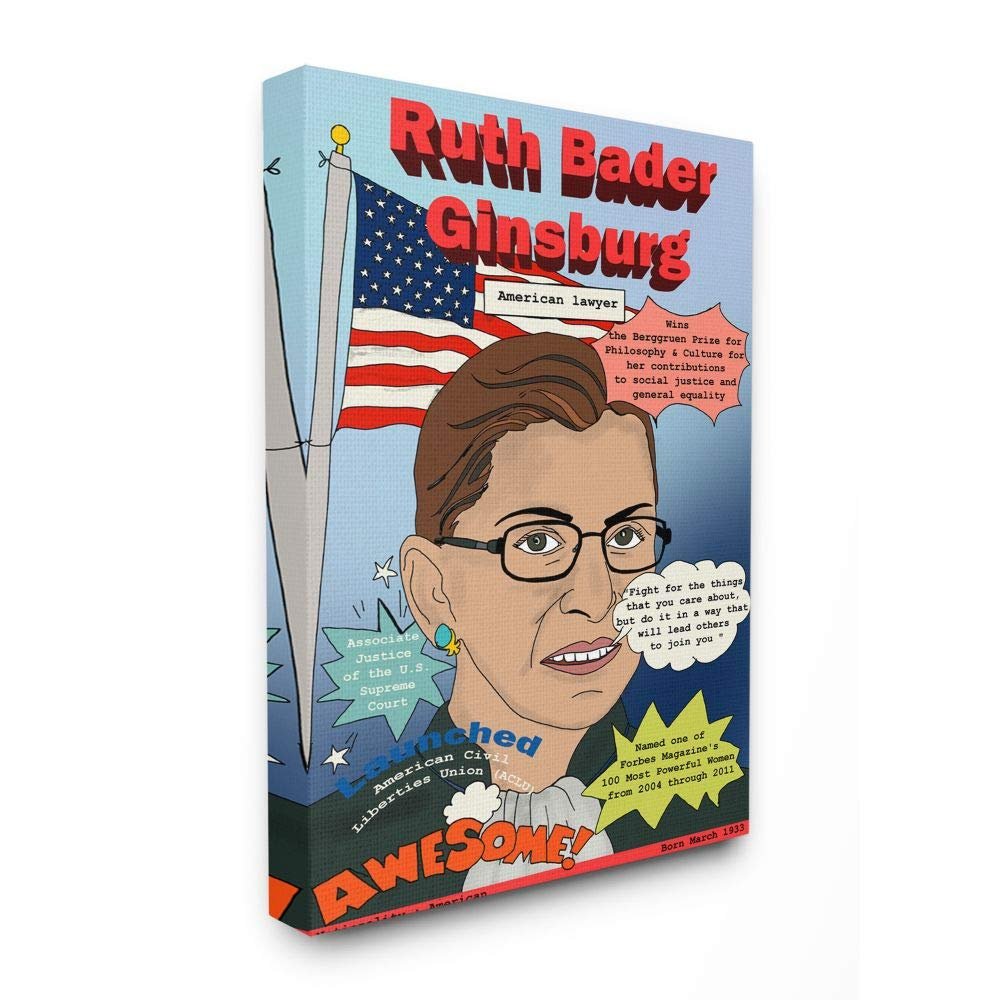 Stupell Industries Female Leaders Ruth Bade Ginsburg Facts Magazine Cover, Designed by Sangita Bachelet Wall Art, 24 x 30, Canvas