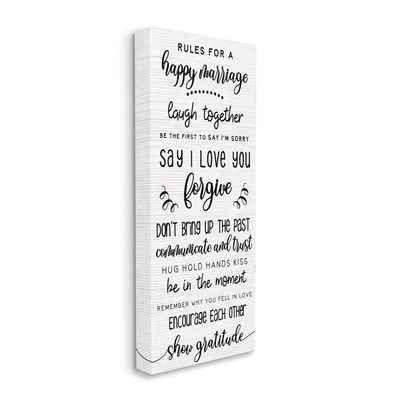 Stupell Industries Rules for A Happy Marriage Family Home List, Designed by Daphne Polselli Wall Art, 13 x 30, Canvas