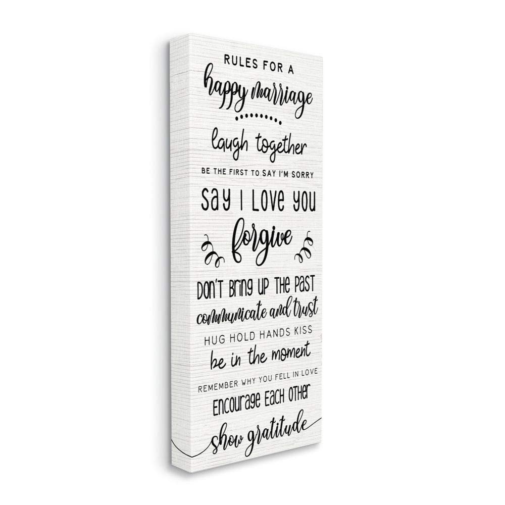 Stupell Industries Rules for A Happy Marriage Family Home List, Designed by Daphne Polselli Wall Art, 13 x 30, Canvas