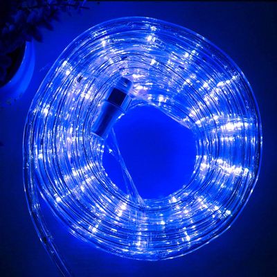 DINGFU 33ft LED Rope Lights, 110V 2 Wire Connectable Blue Rope Lights Outdoor, 240 LED Waterproof Blue Rope Christmas Lights for Deck, Patio, Pool, Camping, Halloween Decorations