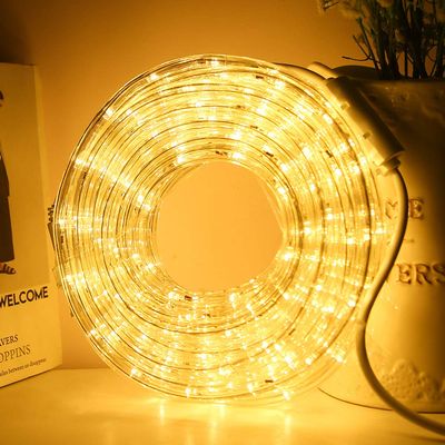 33ft LED Rope Lights, 110V 2 Wire Connectable Christmas Rope Lights Outdoor,240 LED Waterproof Indoor Outdoor Warm Rope Lights for Outside, Deck, Patio, Pool, Camping, Landscape Lighting (Warm White)