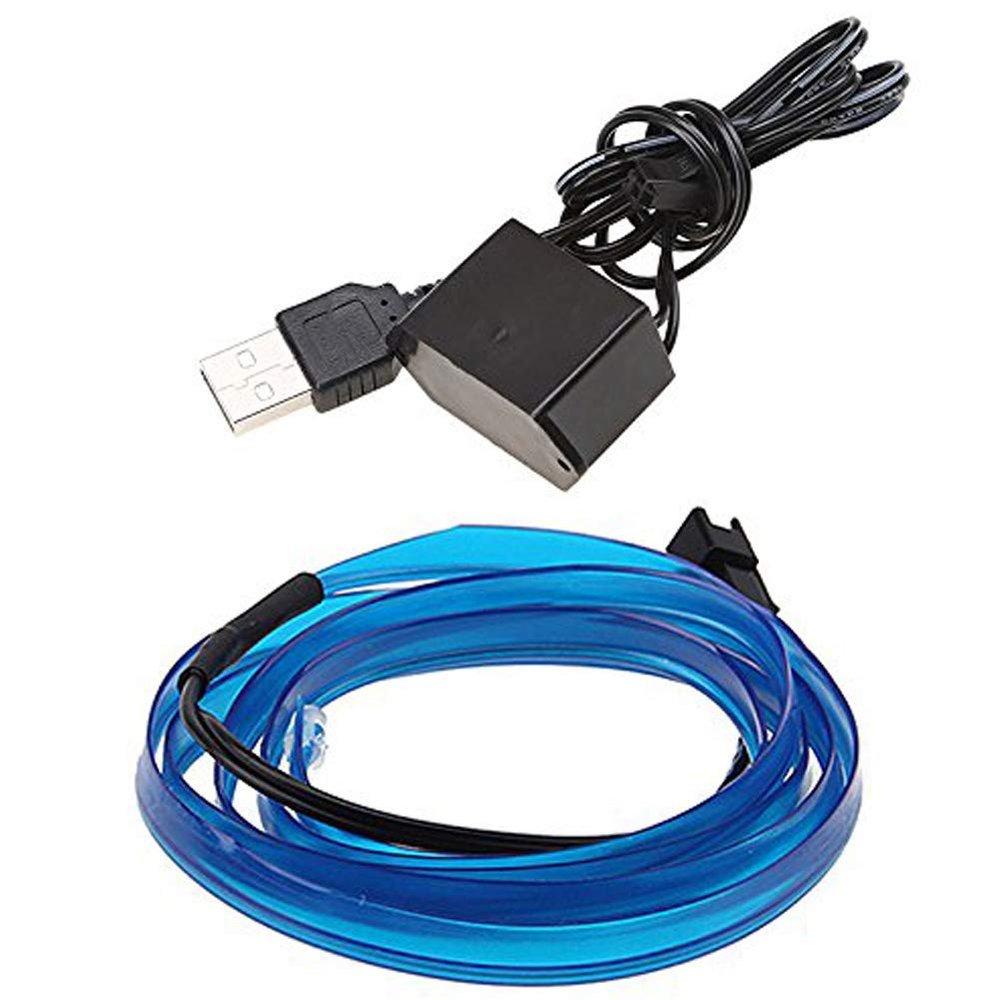 ABALDI EL Wire Interior Car Light, USB Neon Glowing Strobing Neon Lights with 5mm Sewing Edge for Car Inside Decoration(2m/6ft,Blue)