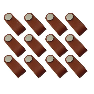 Inzopo 12pcs Leather Drawer Pulls, Nordic Wardrobe Cabinet Door Handle, Handmade Leather Suitcase Handle Drawer Cabinet Leather Handle Pulls Knob