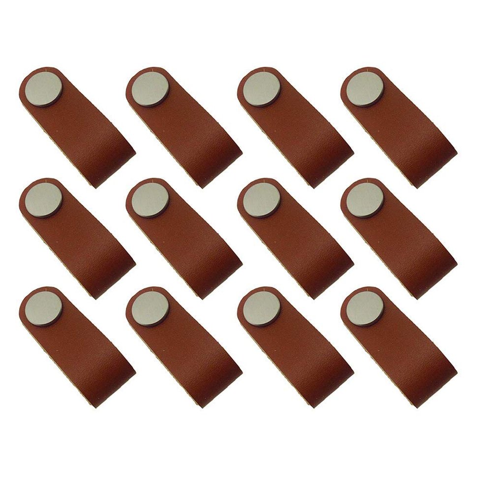 Inzopo 12pcs Leather Drawer Pulls, Nordic Wardrobe Cabinet Door Handle, Handmade Leather Suitcase Handle Drawer Cabinet Leather Handle Pulls Knob