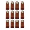 Inzopo 12pcs Leather Drawer Pulls, Nordic Wardrobe Cabinet Door Handle, Handmade Leather Suitcase Handle Drawer Cabinet Leather Handle Pulls Knob view 4