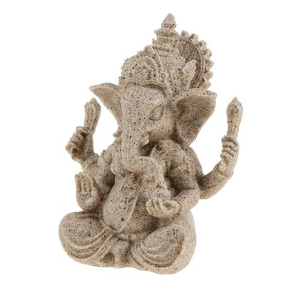 Inzopo Ganesh Buddha Statue Sandstone Elephant Sculpture, Ganesha Elephant God Statue Sandstone Handmade Sculpture Buddha Figurine Decoration - Beige