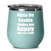 Agua De Sevilla Cocktail Wine Glass Lover Fan Funny Gift Alcohol Mixed Drink Insulated Tumbler With Lid Teal view 1