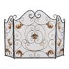 Zingz & Thingz 3 Panel Decorative Iron and Mesh Metal Fireplace Screen, Gold Fleur de Lis, 27.5x10.5x31 view 1
