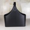 Leather Gift Basket,Magazine Newspaper Holder/Racks,Storage Organizer for Wine Flowers Fruits Candys,for Holiday Presents Christmas Display (Black #2) view 2