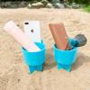 Home Queen Beach Cup Holder with Pocket, Multi-Functional Sand Cup Holder for Beverage Phone Sunglasses Key, Beach Accessory Drink Sand Coaster, 2-Pack, Blue view 1