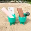 Home Queen Beach Cup Holder with Pocket, Multi-Functional Sand Cup Holder for Beverage Phone Sunglasses Key, Beach Accessory Drink Sand Coaster, 2-Pack, Teal view 1