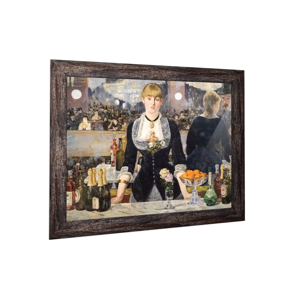 A Bar at Folies Bergere by Eduard Manet, Framed Wall Art Print, Wonderful Bar Decor for Home or Office, 11x14, 2422BW